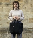 Threadline Cotton Square Tote Bag, Black