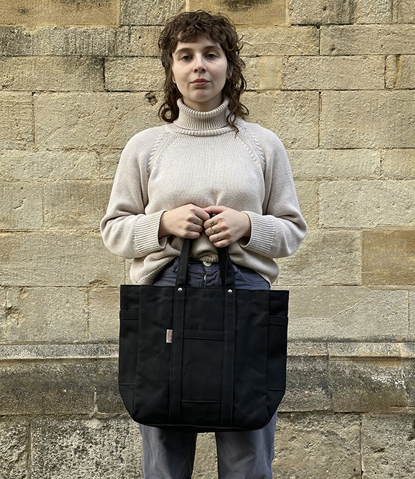 Threadline Cotton Square Tote Bag, Black