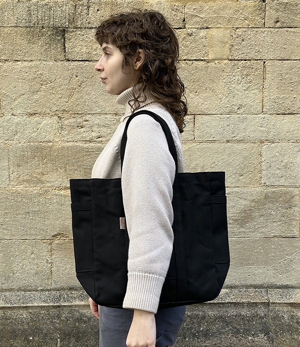Threadline Cotton Square Tote Bag, Black