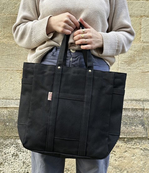 Threadline Cotton Square Tote Bag, Black