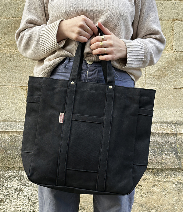 Threadline Cotton Square Tote Bag, Black