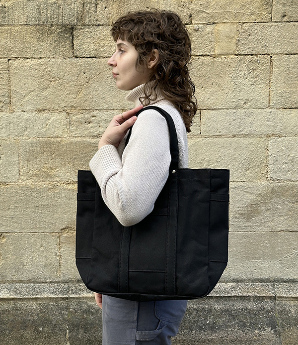 Threadline Cotton Square Tote Bag, Black