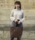 Threadline Cotton Square Tote Bag, Brown
