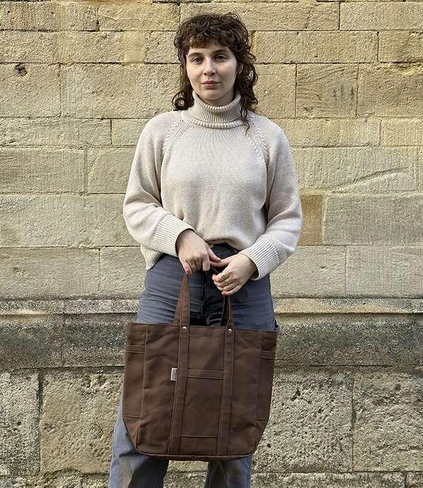 Threadline Cotton Square Tote Bag, Brown