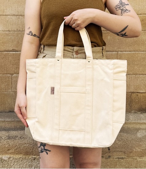 Threadline Cotton Square Tote Bag, Cream