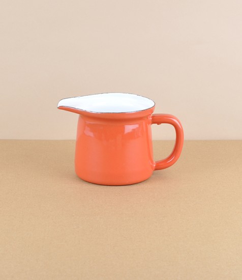 Turkish enamel milk jug, burnt orange