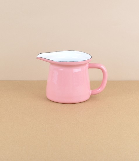 Turkish enamel milk jug, pink