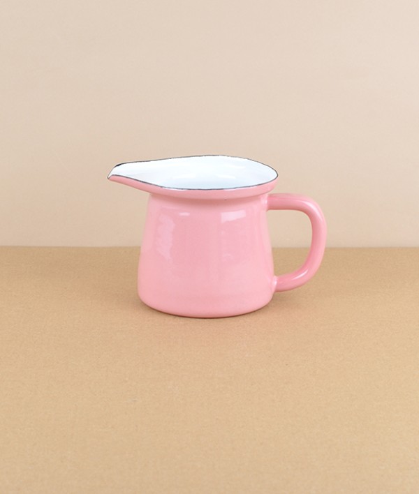 Turkish enamel milk jug, pink