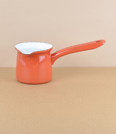 Turkish enamel mokka pot, rust
