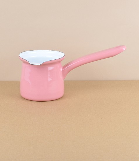 Turkish enamel mokka pot, pink