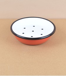 Turkish enamel soap dish, burnt orange