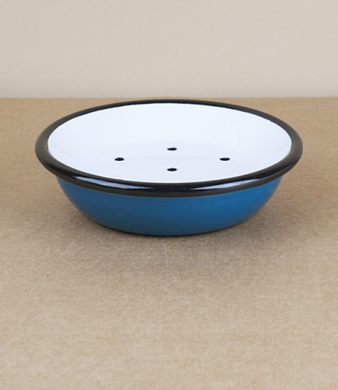 Turkish enamel soap dish, turquoise