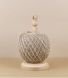 Turned Beech Twine Stand with Jute Twine & Cutter