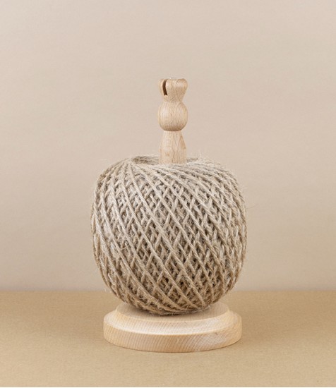 Turned Beech Twine Stand with Jute Twine & Cutter