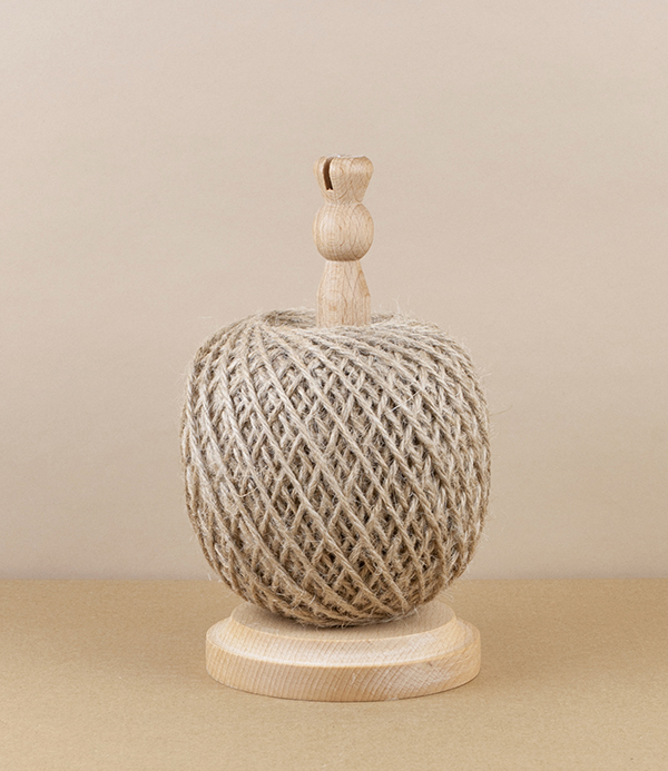 Turned Beech Twine Stand with Jute Twine & Cutter