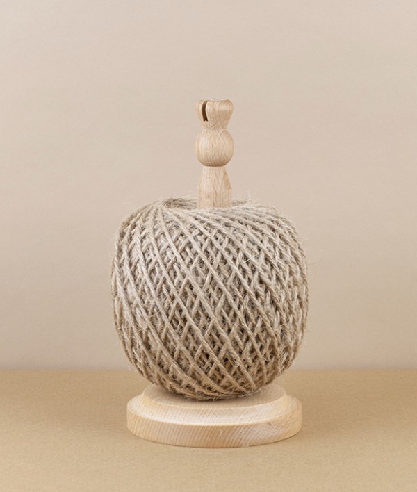 Turned Beech Twine Stand with Jute Twine & Cutter