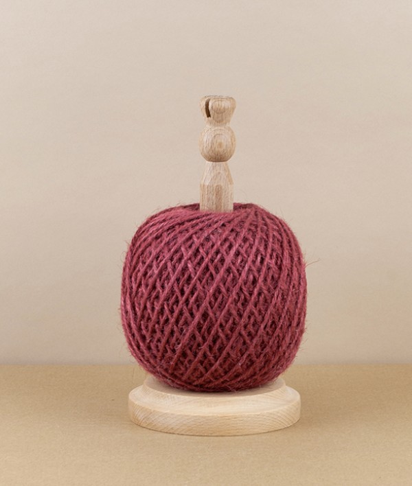 Turned Beech Twine Stand with Jute Twine & Cutter