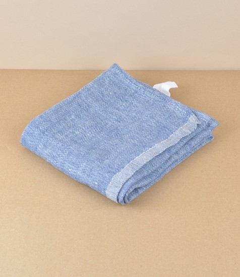Finnish Washed Linen Kitchen Towel, Blueberry/Linen