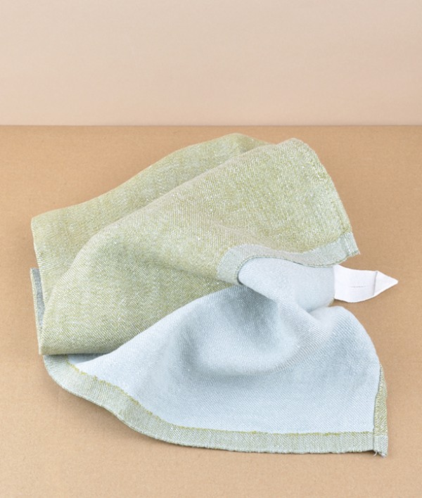 Finnish Washed Linen Kitchen Towel, Olive / Grey