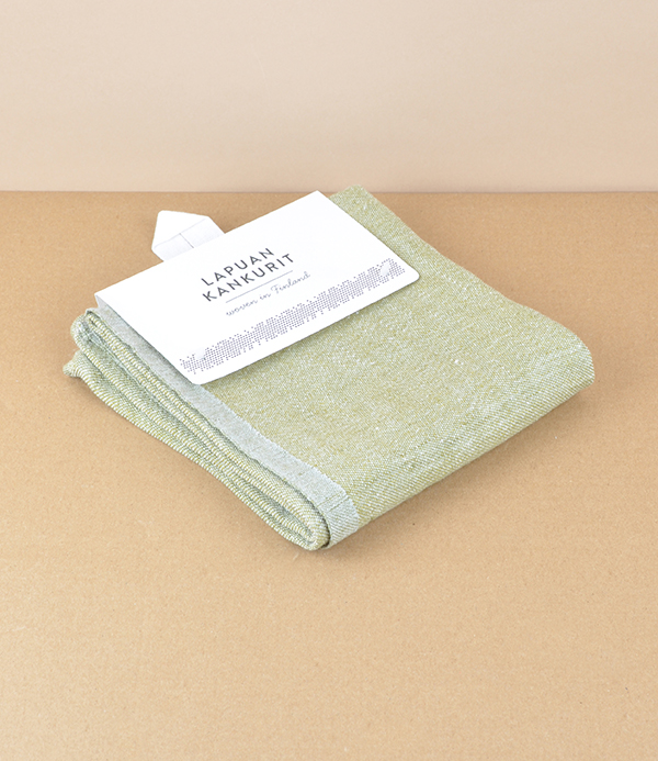 Finnish Washed Linen Kitchen Towel, Olive / Grey