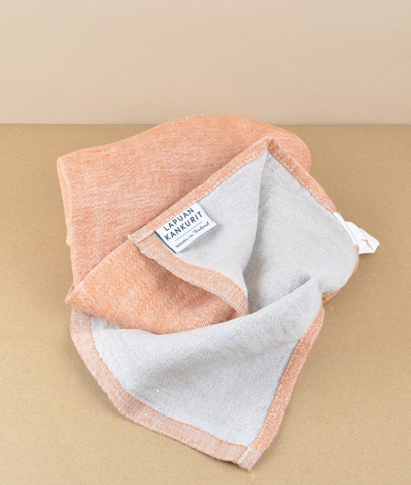Finnish Washed Linen Kitchen Towel, Natural / Rust