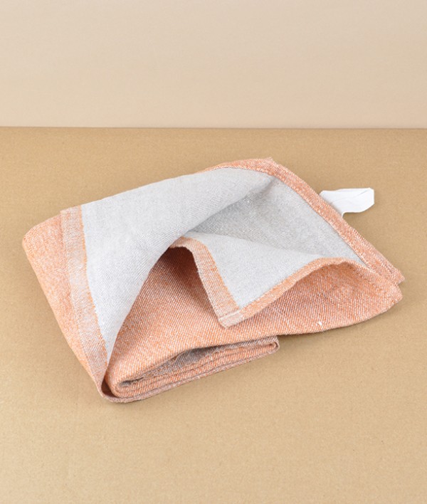 Finnish Washed Linen Kitchen Towel, Natural / Rust