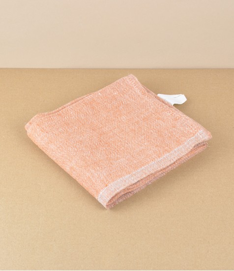 Finnish Washed Linen Kitchen Towel, Natural & Rust
