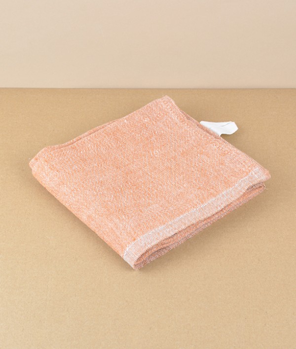 Finnish Washed Linen Kitchen Towel, Natural / Rust