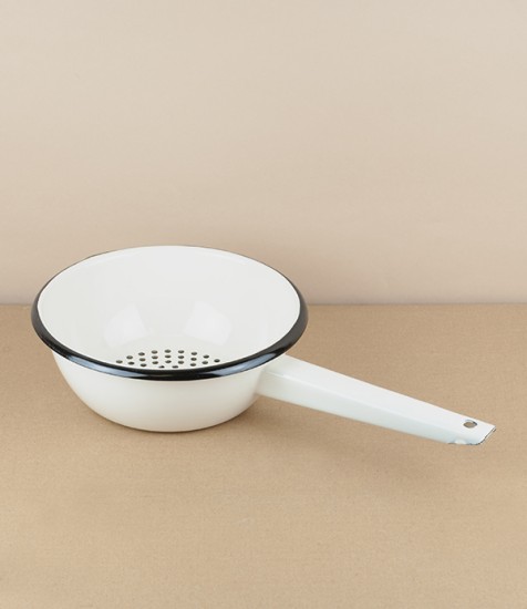 Ukrainian enamel colander, cream