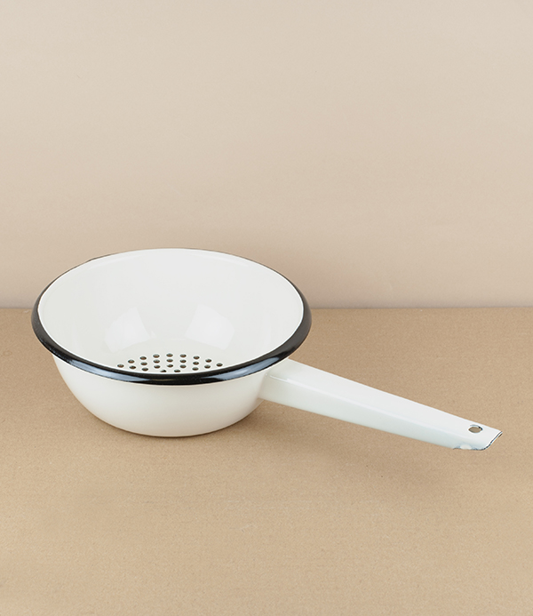Ukrainian enamel colander, cream