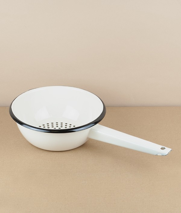Ukrainian enamel colander, cream