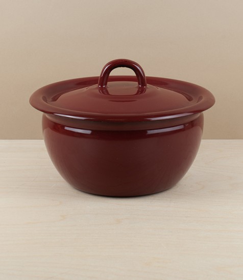Ukrainian Enamel Cook & Store, Dark Red