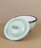 Ukrainian lidded enamel bowl, 10cm, mint