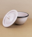 Ukrainian lidded enamel bowl, 10cm, rose