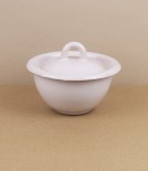 Ukrainian lidded enamel bowl, 10cm, rose