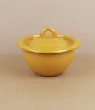 Ukrainian lidded enamel bowl, 10cm, yellow