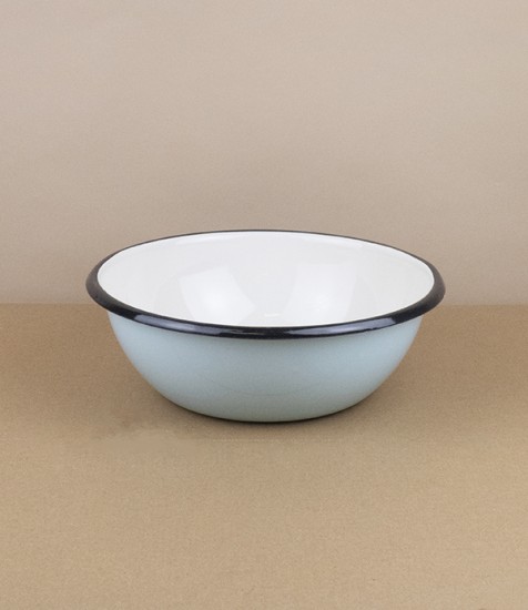 Ukrainian enamel bowl, 20cm, light blue