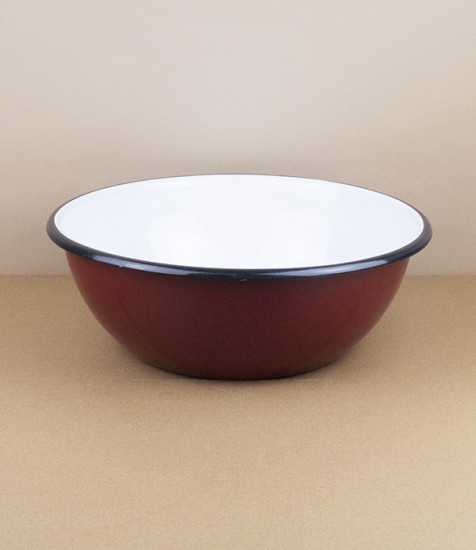 Ukrainian enamel bowl, 24cm, burgundy