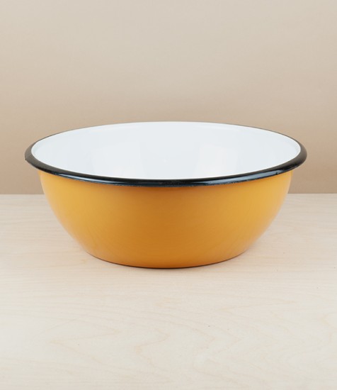Ukrainian Enamel Bowl, 28cm, Yellow