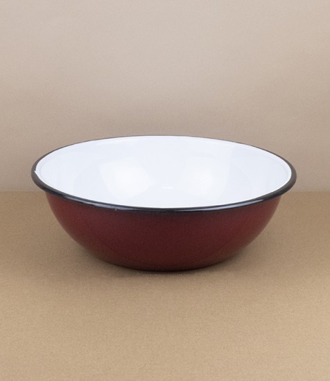 Ukrainian enamel bowl, 28cm, burgundy