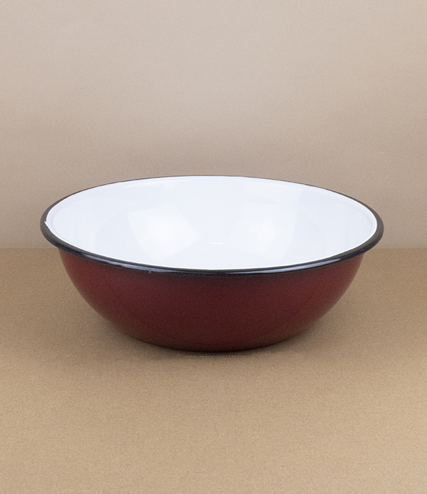 Ukrainian enamel bowl, 28cm, burgundy