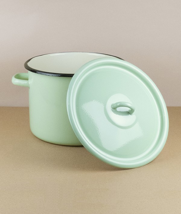 Ukrainian enamel casserole 24cm, 5.5l, pistachio