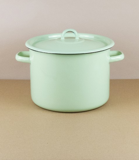 Ukrainian enamel casserole 24cm, 5.5l, pistachio