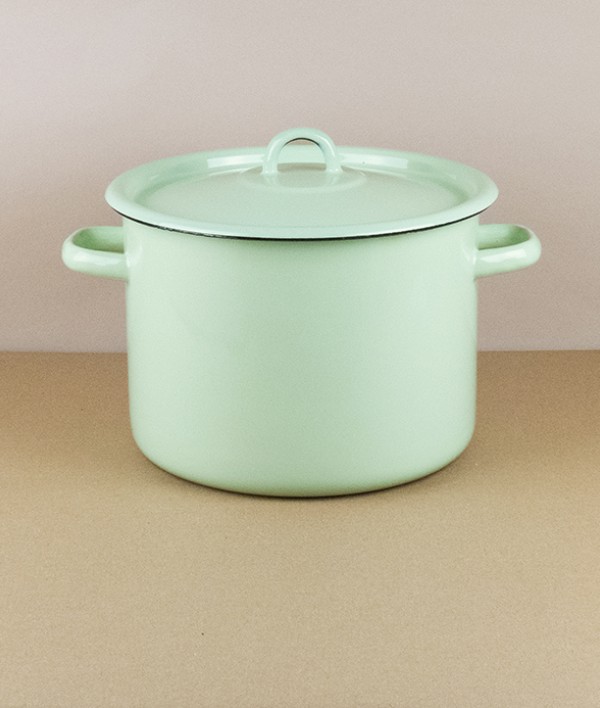 Ukrainian enamel casserole 24cm, 5.5l, pistachio