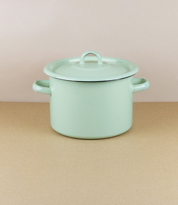Ukrainian enamel casserole 20cm, 3l, pistachio