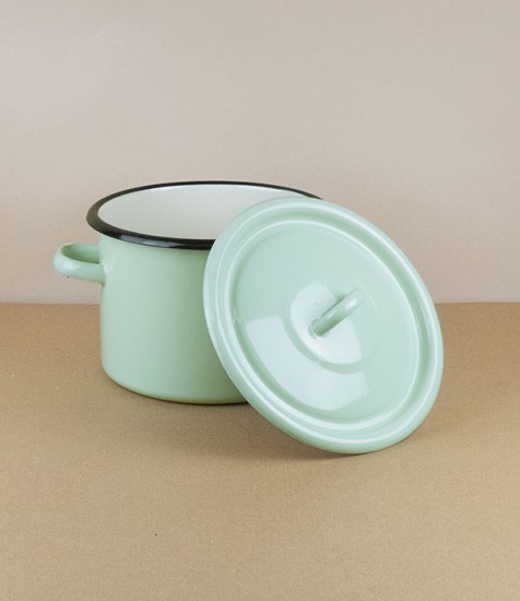 Ukrainian enamel casserole 20cm, 3l, pistachio