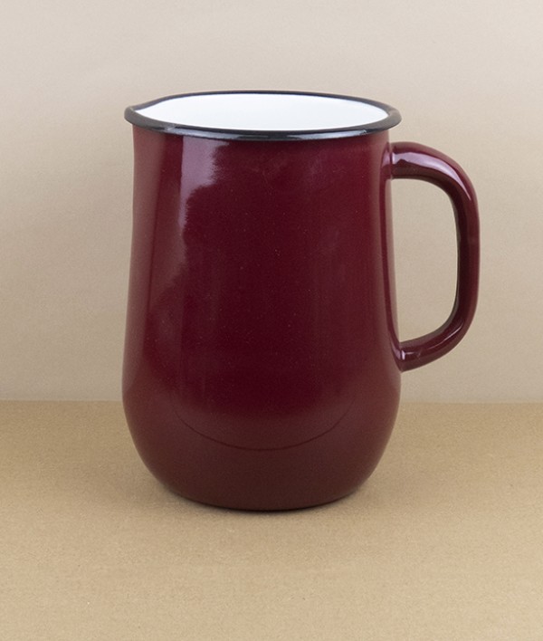 Ukrainian Enamel Water Jug, Burgundy