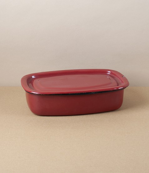 Ukrainian Enamel Storage Box, Small, Burgundy