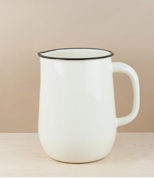 Ukrainian Enamel Water Jug, Cream