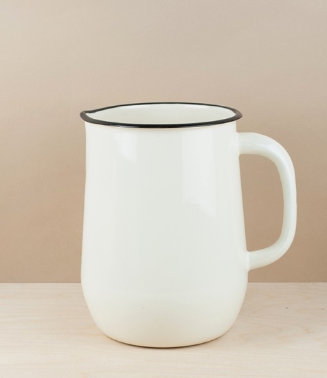 Ukrainian Enamel Water Jug, Cream